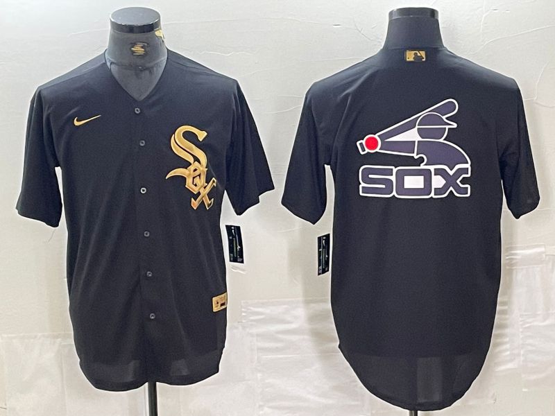 Men Chicago White Sox Blank Black gold 4 th generation Nike 2024 MLB Jersey style 3